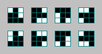 Neighbourhood patterns with the same next state 1